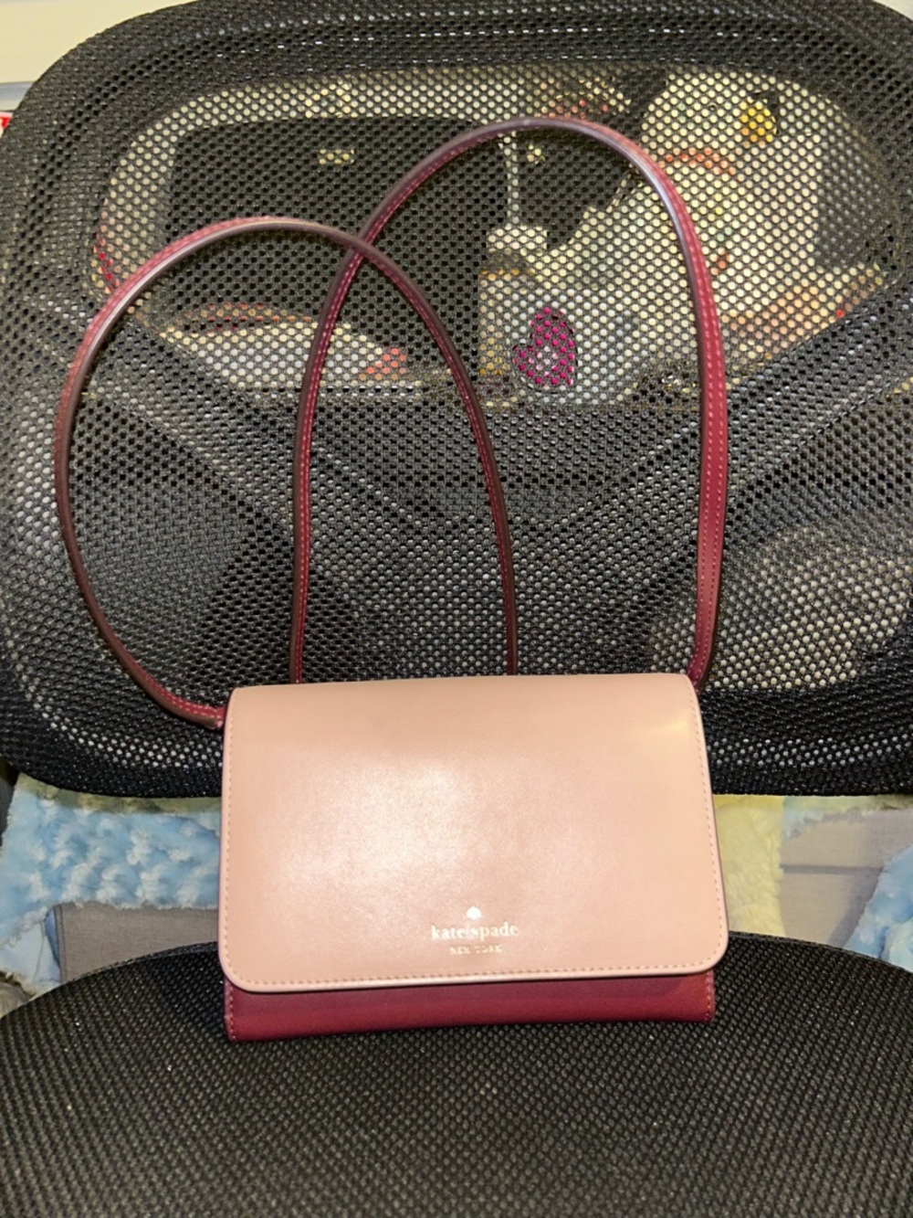 kate spade Two-Tone Pink and Burgundy Leather Crossbody